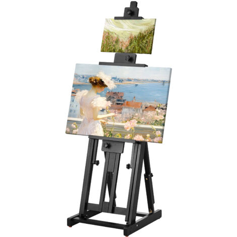 DJAR Staffelei H-Rahmen Mit Schublade - Verstellbar Bis 190cm Aus Buchenholz