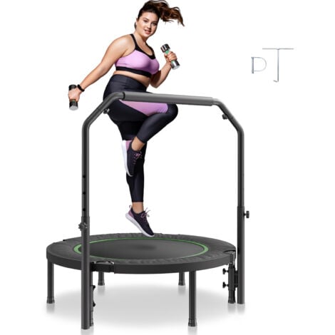 Fitness Trampolin Faltbar - 150kg Belastbar Mit Verstellbarem Haltegriff