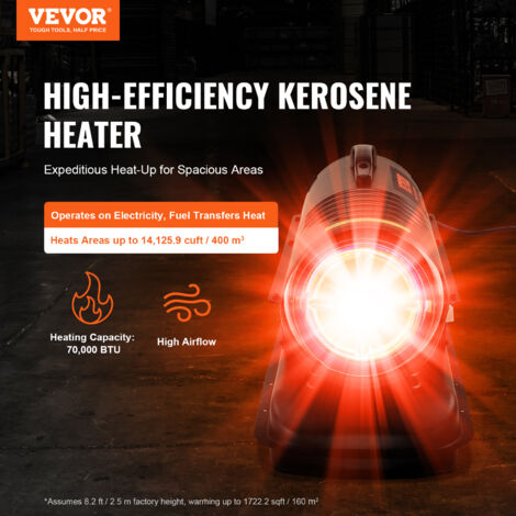 Kerosin-/Diesel-Warmluftheizung, 70000 BTU Torpedo-Raumheizer, Tragbar Mit