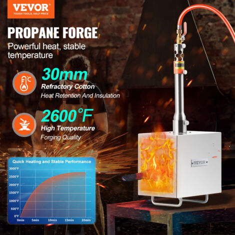 VEVOR Propan-Schmiede Tragbar – 1 Brenner, 1427 °C, Edelstahl 201 – Für Messer, Schmuck & Metallarbeiten