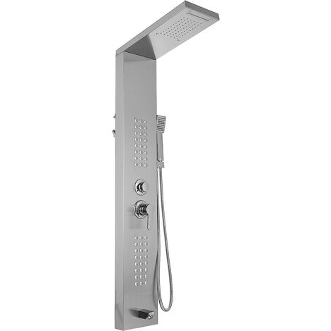 GRIFEMA Dusch-Säule In Silber | Mit Regenduschkopf, Handbrause & Höhenverstellbarer Schiene