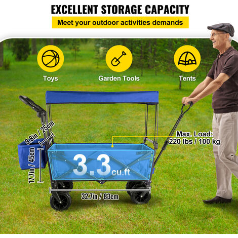  VEVOR Bollerwagen Faltbar 92,7 x 54,3 x 98,5 cm, Handwagen faltbar 100 Motiv 