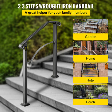 Wandhalterungs-Handlauf Für Außentreppen | 64 Cm Lang | Weißes Metall-Geländer | Für 1-3 Stufen
