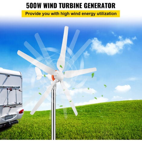 VEVOR Windturbinengenerator 500W Windgenerator, 12V Elektrisch MPPT  Controller, 13m/s Windkraftanlage mit 5 Blatt Laderegler Windkraftgenerator