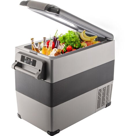 tillvex Kühlbox elektrisch 40L Grau mit Rollen Mini-Kühlschrank