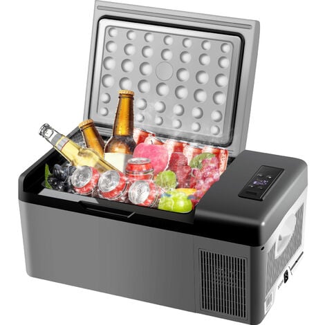 tillvex Kühlbox elektrisch 40L Grau mit Rollen Mini-Kühlschrank 230 V und 12  V für KFZ Auto Camping kühlt & wärmt ECO-Modus