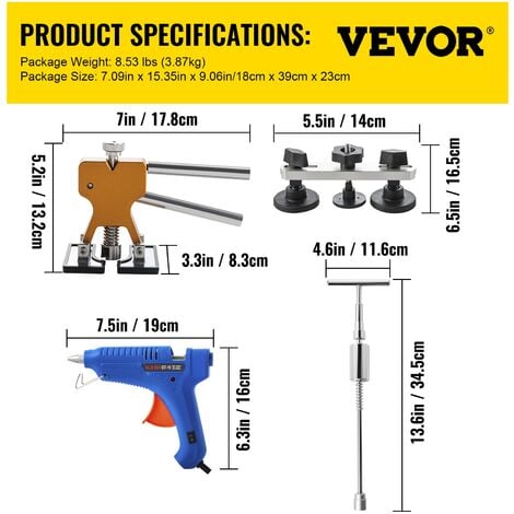 professionell, DIY Removal VEVOR kit Ausbeulwerkzeug, Paintless Puller Repair Reparaturset 89 Auto Dent Stk. Tool, Dellen