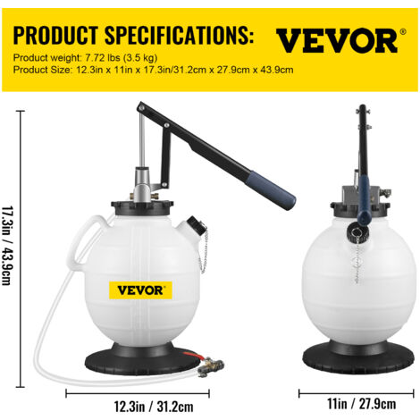 VEVOR Öleinfüllgerät Handpumpe, 7,5 L Manueller ATF Öleinfüller mit 15 Adapters, Getriebeöl Einfüllgerät Öleinfüller Umfüllpumpe Getriebeölpumpe Getriebeöl wechseln Einfüllpumpe