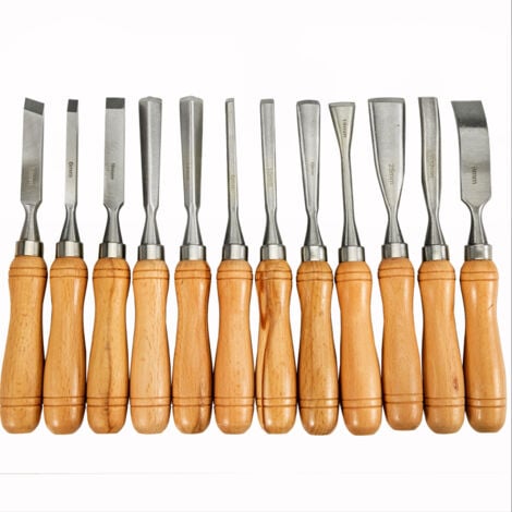 VEVOR Stechbeitel Set 60CRV Holz Schnitzwekzeug 12 Stück Hochgeschwindigkeitsstahl Holzmeißel Set mit Koffer