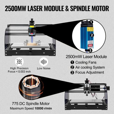 VEVOR 2500 mW CNC 3018 Pro-M Graviermaschine 3018 Pro Max  Fräs-/Graviermaschine mit Acrylschutzscheiben