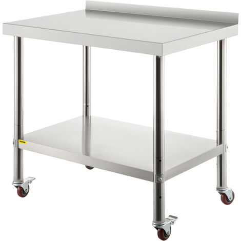 ROCKPOINT Edelstahl-Küchentisch Mit Rollen – 76,2x61 Cm, NSF-zertifiziert, Höhenverstellbar