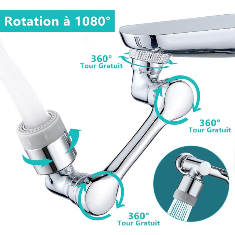 Extension De Robinet À Rallonge Rotatif Multifonctionnel - Embout Robinet  1080°