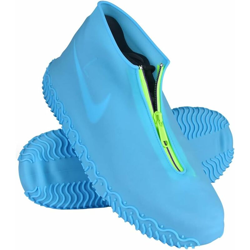 Virsus 100 Couvre-chaussures jetables avec élastique en CPE de couleur  bleu, dimensions 15 x 38 cm, 50 paires protège-chaussures imperméables