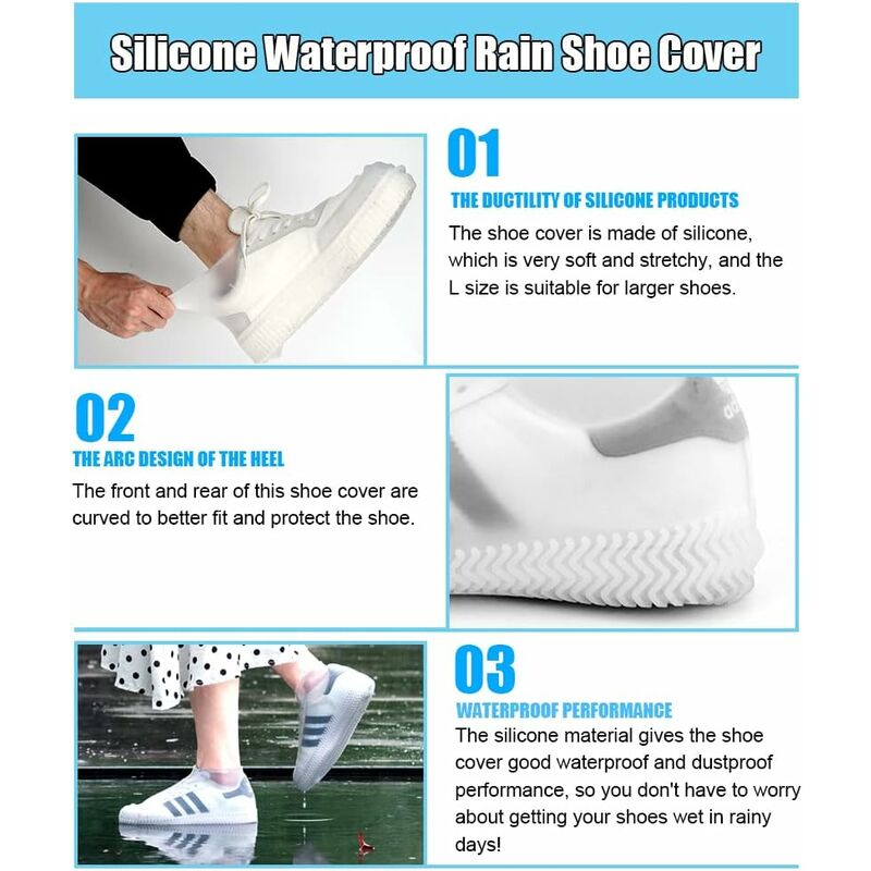 Couvre-chaussures en silicone réutilisable, couvre-chaussures, kaloshes,  étanche, protection contre la pluie, la poussière, la