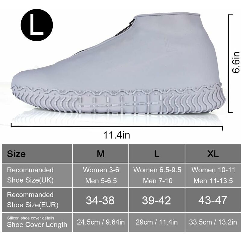 Housses de chaussures de pluie imperméables, surchaussures pliables  réutilisables, bottes hautes résistantes à la cheville antidérapantes  Protection lavable gris blanc