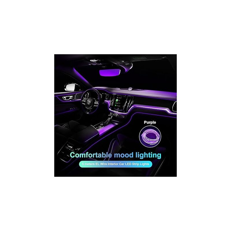Dww-(violet)clairage Intrieur De Voiture,5m Bande Lumineuse Led De Voiture,5v  Bande Led Intrieur Auto,adapte Toutes Les Lumires Ambiantes De Modle D