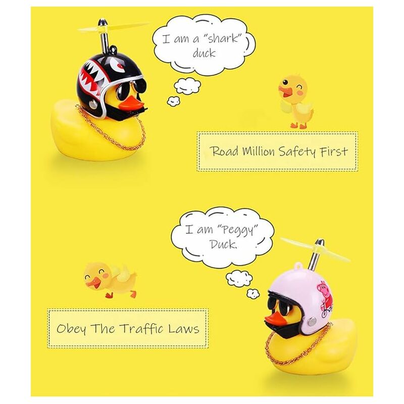 Petit canard jaune mignon pour voiture, avec hélice de casque, brise-vent,  décoration interne automobile
