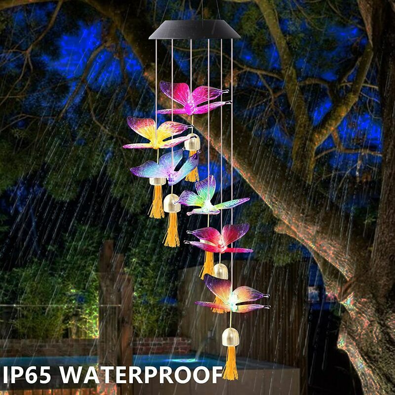 Carillon éolien solaire couleurs changeantes étanche Six étoiles lampe  suspendue LED à énergie solaire pour la décoration de fête de jardin en  plein air 