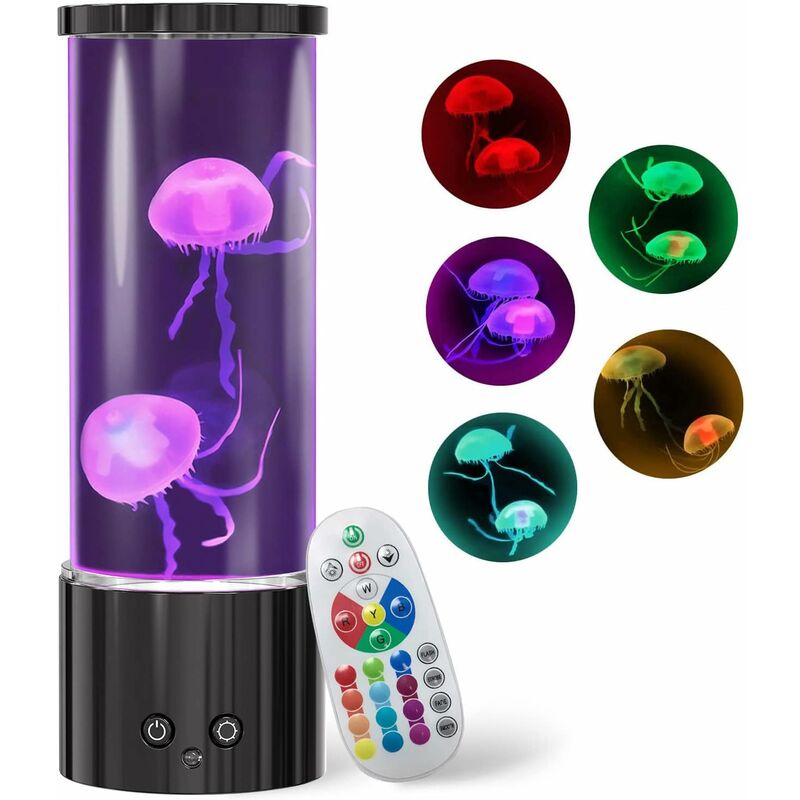 Lampe de lave de méduse colorée à LED avec télécommande et 7 effets de  lumière changeants de couleur, lumière de réservoir d'aquarium de méduses
