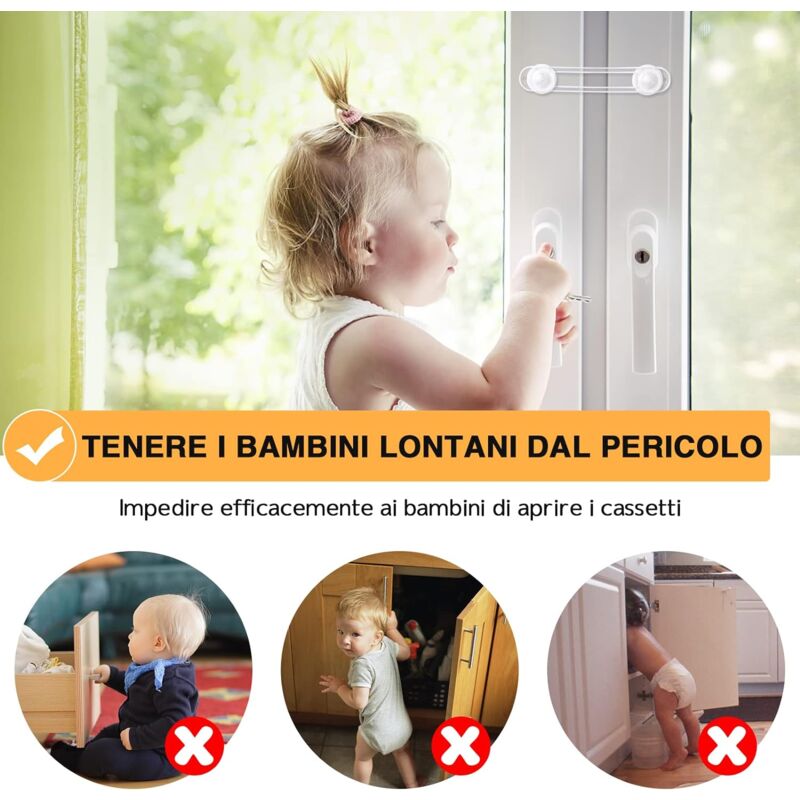 Sécurité de fenêtre pour enfant, Bloc d'armoire pour bébé, Bloc de tiroir  de sécurité pour bébé 8pcs, Blocs d'armoire et loquets