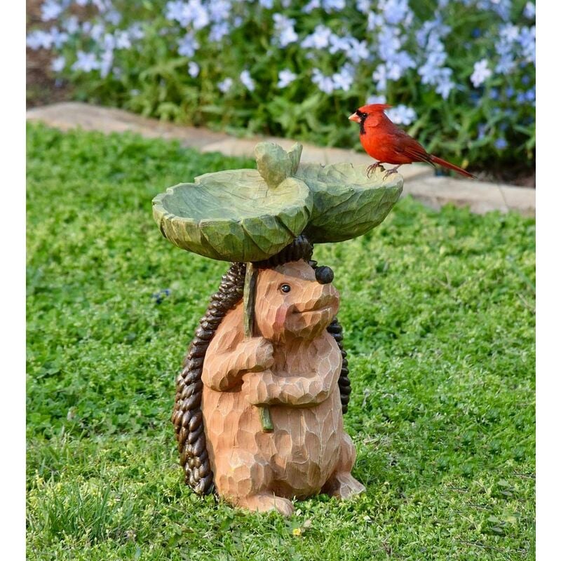 Bain d'oiseau extérieur,mangeoire à oiseaux hérisson fontaine à base de  résine pour décorer la cour