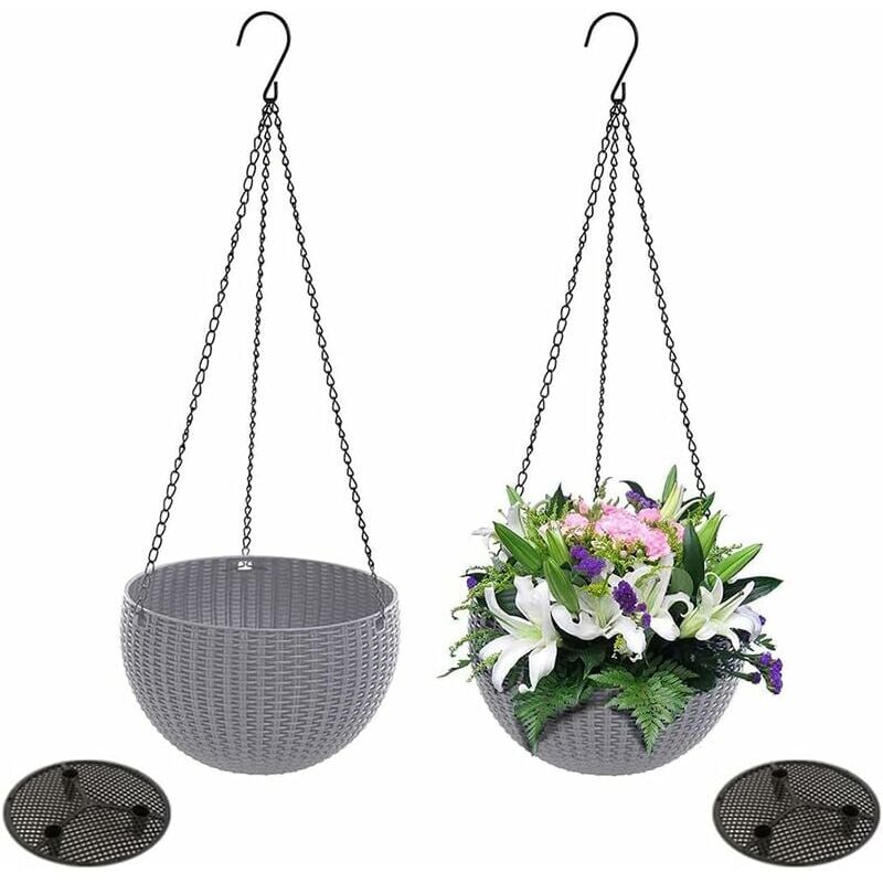 2Pack Pot de fleurs suspendu arrosage automatique Pot de fleurs suspendu  Panier de plantes en plastique épaissi Jardinière paresseuse,165x150mm