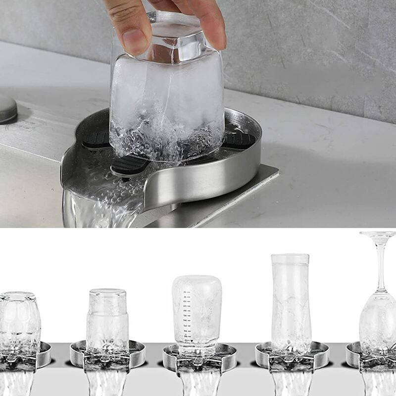 Lave-verre automatique pour évier, lave-verre pour évier en acier  inoxydable, garantie lave-verre pour évier - rince-gobelet pour évier,  lave-bouteille pour évier, nettoyeur de gobelet, rince-gobelet pour évier 