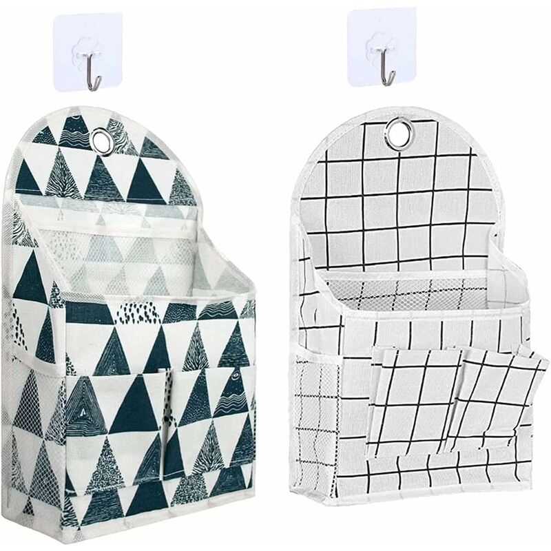 Sac de rangement mural 2 Pack avec crochet collant, placard rangement  suspendu pour poche, salle de bains Sac organisateur de dortoir, linge de  maison Boîte d'organisateur en coton Contenir