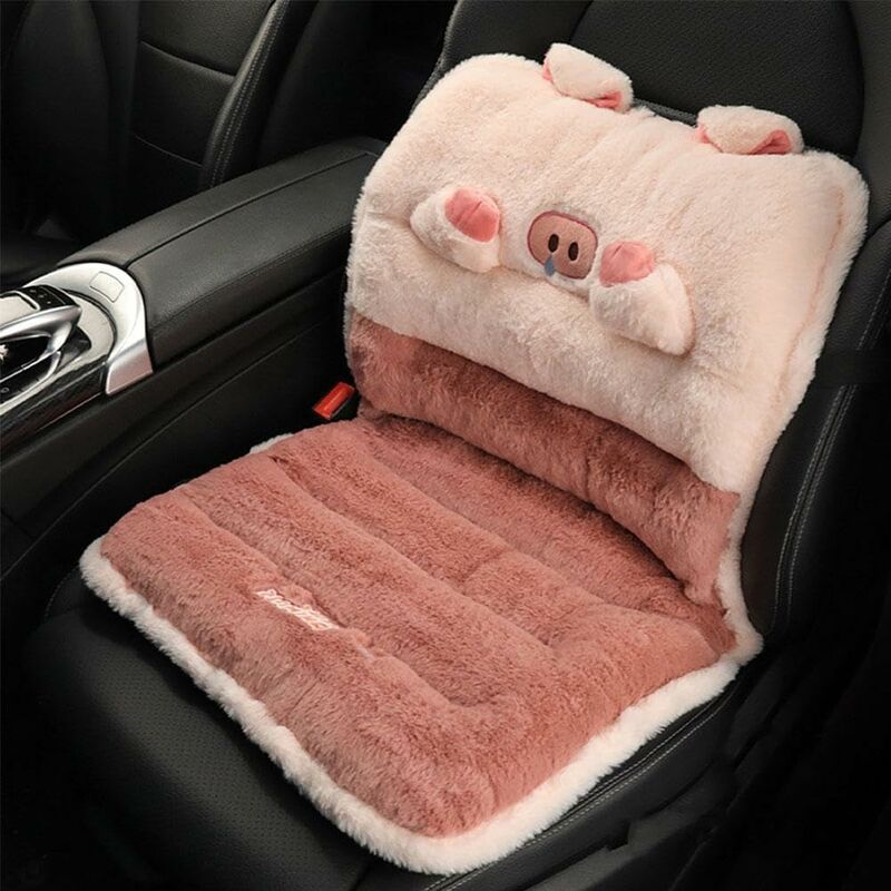 Coussin de siège de voiture peluche hiver - cochon rose, coussin de siège  intégré, coussin de siège dessin animé chaud et chauffant, décoration  intérieur de voiture
