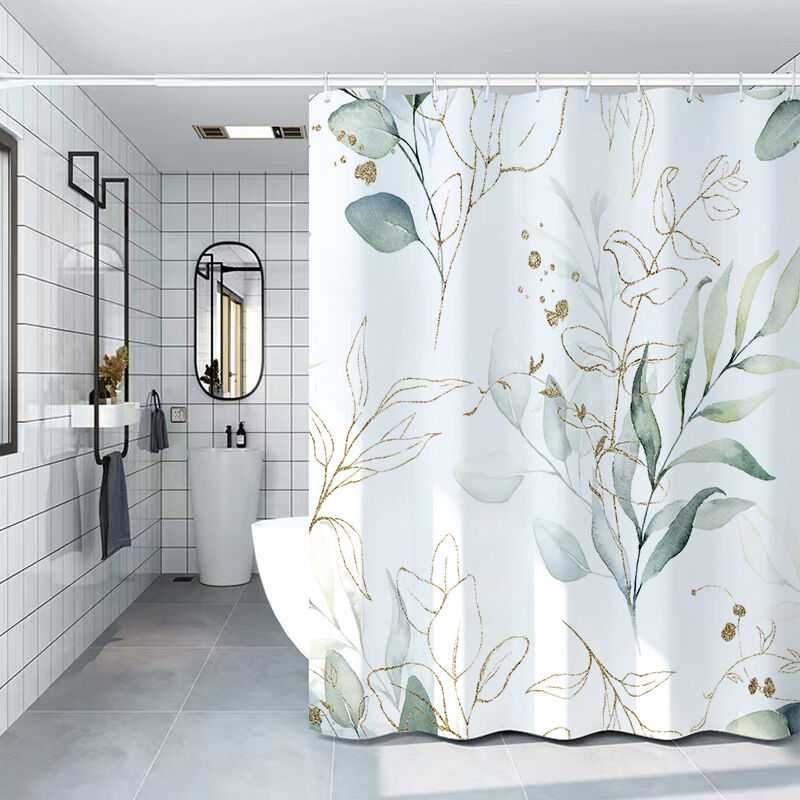 Rideau Douche Feuilles d'eucalyptus, Rideau de Douche Fleuri Rose