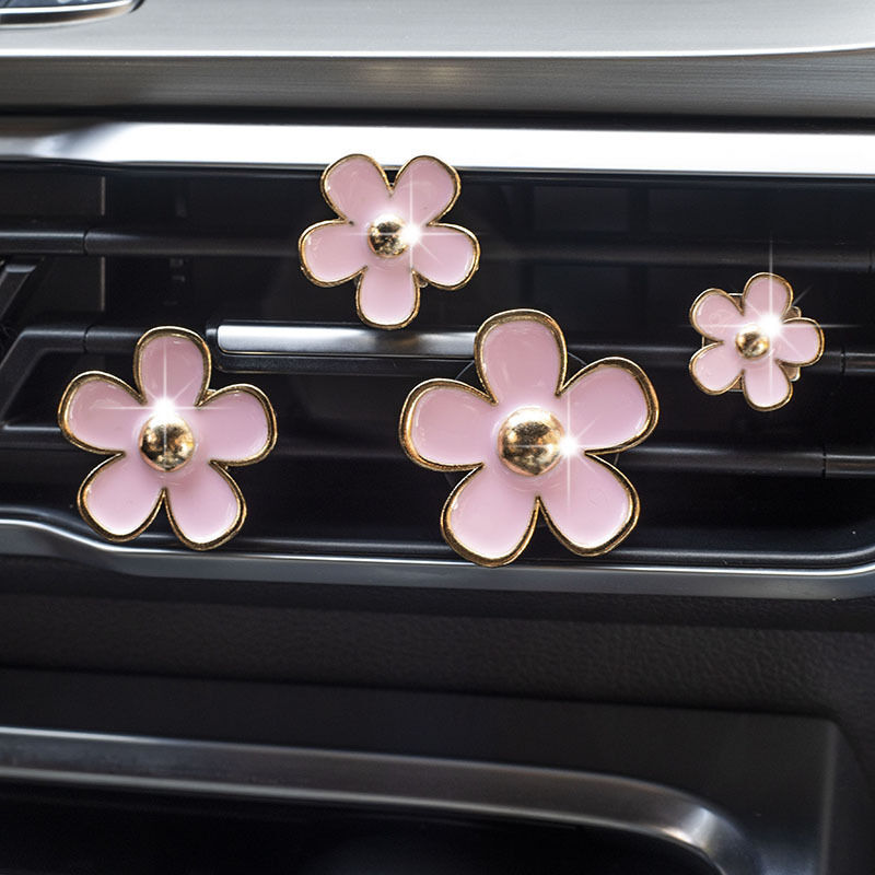 Décorations de voiture Clip de ventilation de désodorisant de voiture de  fleur, décor de voiture mignon accessoires de voiture rose intérieur