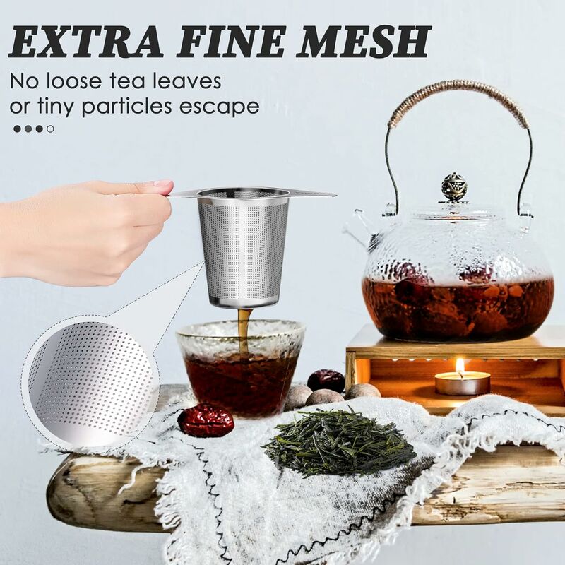 LTS FAFA Infuseur à thé en acier inoxydable 304, grande capacité et doubles  poignées, ensemble de 1 passoires à thé en vrac pour théières