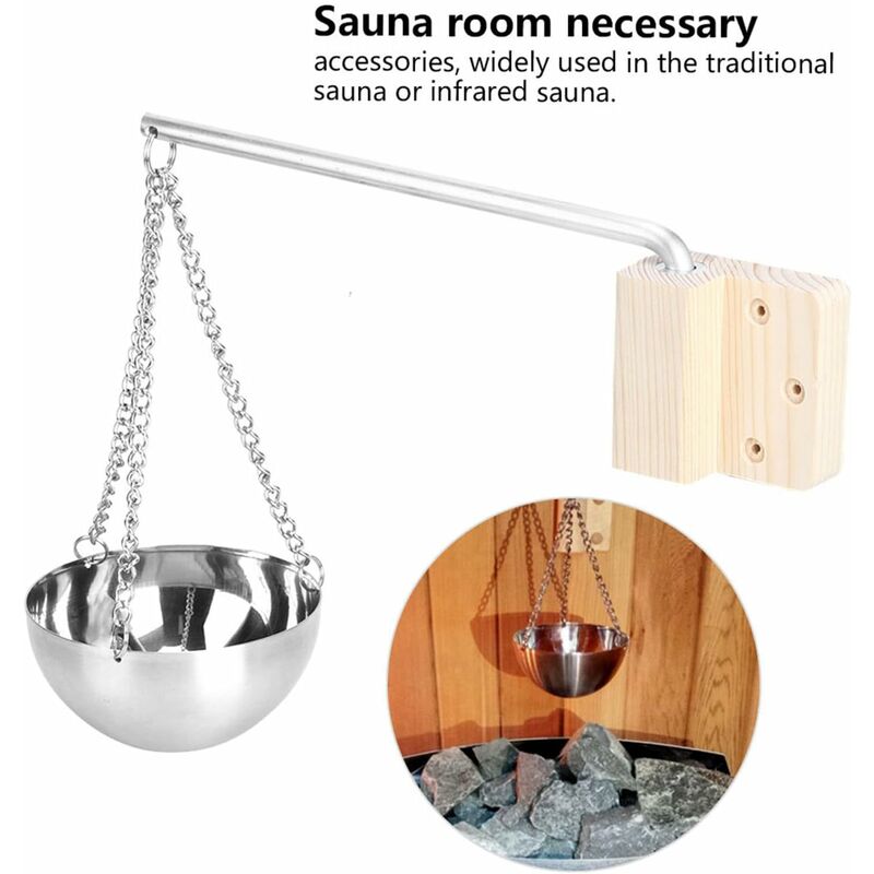 Bol aromatique pour sauna - accessoire pour sauna en acier inoxydable de 12,7 cm Diffuseur d'huiles essentielles Pour sauna et spa 4