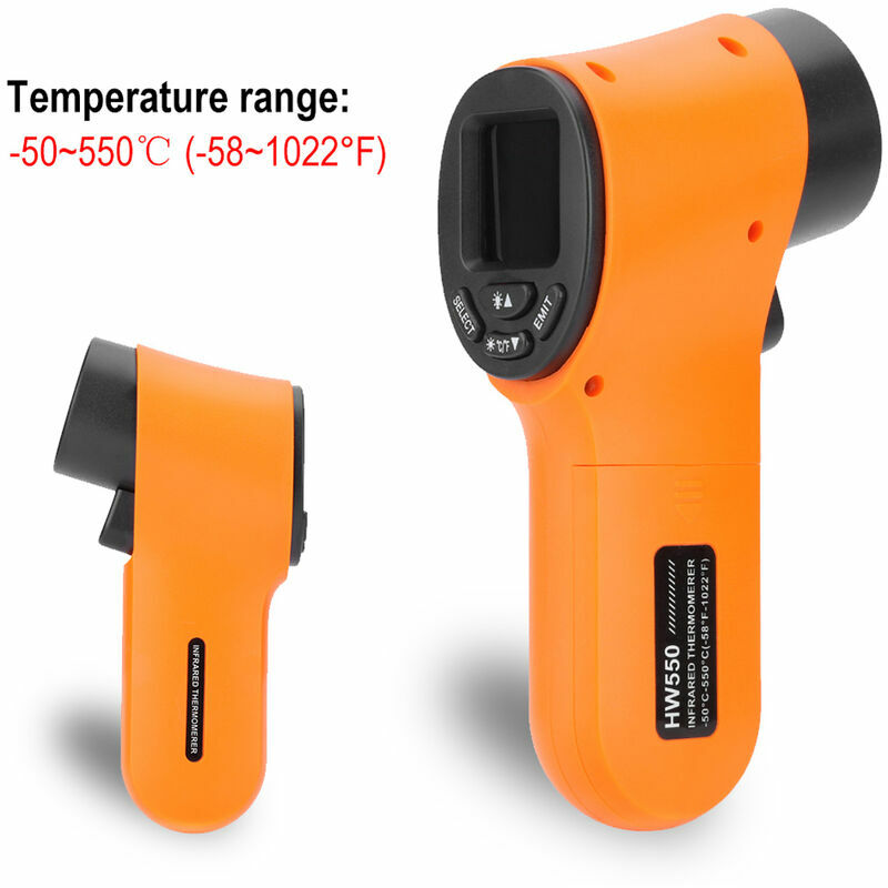 Portable sans contact Thermometre infrarouge numerique pyrometre Aquarium  LCD Laser Thermometre exterieur Thermometre industriel -50 550 C, vert