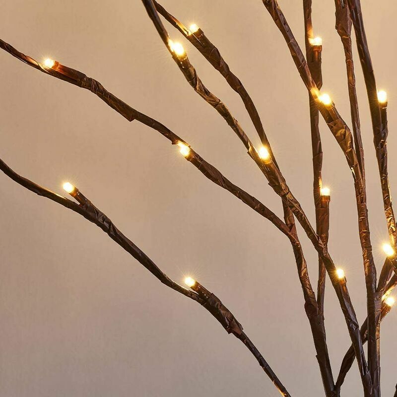 Eambrite Lot de 3 branches lumineuses pour extérieur et intérieur - 60 LED  - Étanche - 76 cm - Blanc chaud - Marron - Avec alimentation secteur -  Décoration pour Noël, Pâques, Halloween : : Luminaires et Éclairage