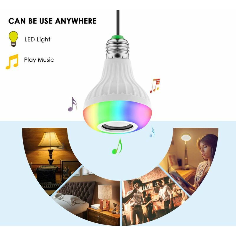 E27 12w Led Rgb Bluetooth Haut-parleur Ampoule Sans Fil Musique Jouer  Lumière Lampe avec Télécommande