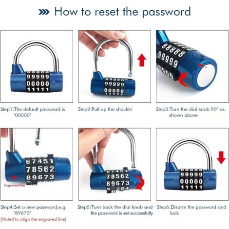 Cadenas à Combinaison 5 Chiffres Surplex - Réinitialisable Pour Casier, Gym, École