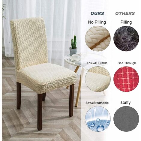 Lot De 6 Housses De Chaise Extensibles En Similicuir Gris - Imperméables, Pour Salle à Manger, Cuisine, Hôtel