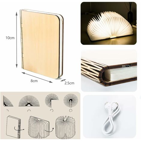Lampe Livre LED Pliante En Bois - 5 Couleurs, Rechargeable USB - Design Magnétique Et Portable - Idée Cadeau Originale