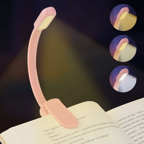 Lampe de Lecture, Liseuse Lampe Clip USB Rechargeable, 3 Modes Protection  des Yeux(Blanc/Chaud/Blanc