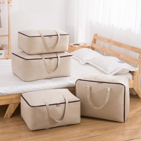 Lot de 2 Sac de Rangement Souple Respirant en Toile de Coton avec