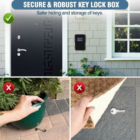 Boîte à clés murale Mini coffre-fort à clé extérieur avec code à 4 chiffres  réinitialisable Boîte à clé étanche pour la maison