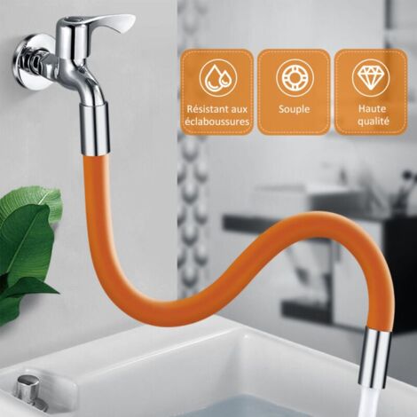 360° Bec de robinetterie 50 cm tube de rallonge avec joint, noir, bec de tête anti-éclaboussures, WC, balcon, salle de bain