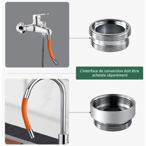 360° Bec de robinetterie 50 cm tube de rallonge avec joint, noir, bec de tête anti-éclaboussures, WC, balcon, salle de bain