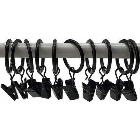 Anneaux Rideaux Avec Pinces - Lot De 30, Ø50 Mm, Acier Inoxydable & Fer - Fixation Sans Perçage - 5