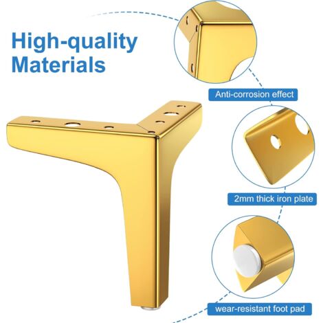 Pieds De Meuble En Acier Argenté Niko - Réglables En Hauteur (58/100/150mm) - Pour Table Basse, Canapé, Commode