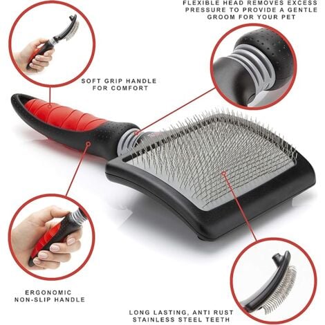 Brosse Carde Progroom Très Grande pour Chien Longueur totale 19cm, longueur du peigne 12cm, largeur 9cm
