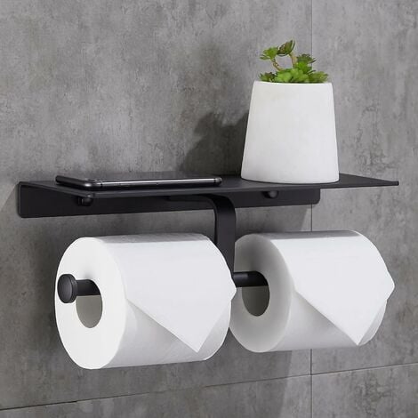 Dérouleur à papier WC mural noir mat avec tablette Sogood double  distributeur de papier toilette porte papier en inox MMF089D - Cdiscount  Bricolage