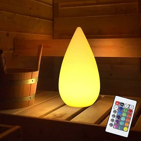 Lampe de Table LED Sans Fil Rechargeable, Lampe de Sauna en forme de goutte  d'eau IP54 Lampe de Chevet Dimmable avec changement de couleur RVB, Lampe  de Table d'extérieur avec Télécommande [Classe