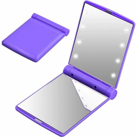 Miroir de poche LED pliable - violet, miroir de voyage de poche, petit miroir  pliable, miroir de